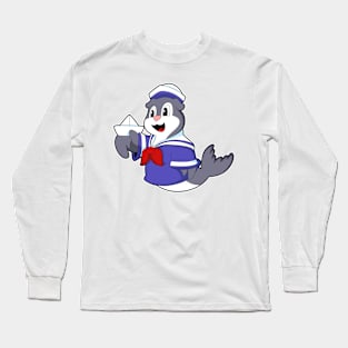 Seal as Sailor with Boat Long Sleeve T-Shirt